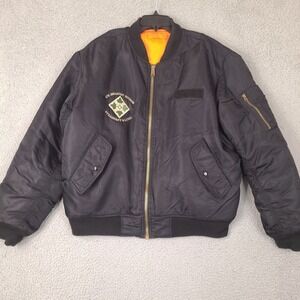 Vintage MA1 Jacket Mens‎ Large Black Flyers Intermediate USAF Bomber Military